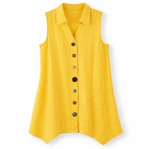 NWT Soft Surroundings Danielle Button Sleeveless Tunic, Sz XS